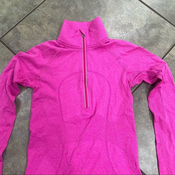 Lululemon Sz 4 Women Pullover Run Swiftly Tech 1/2 Zip High Neck Magenta Gorpcor - Picture 6 of 9